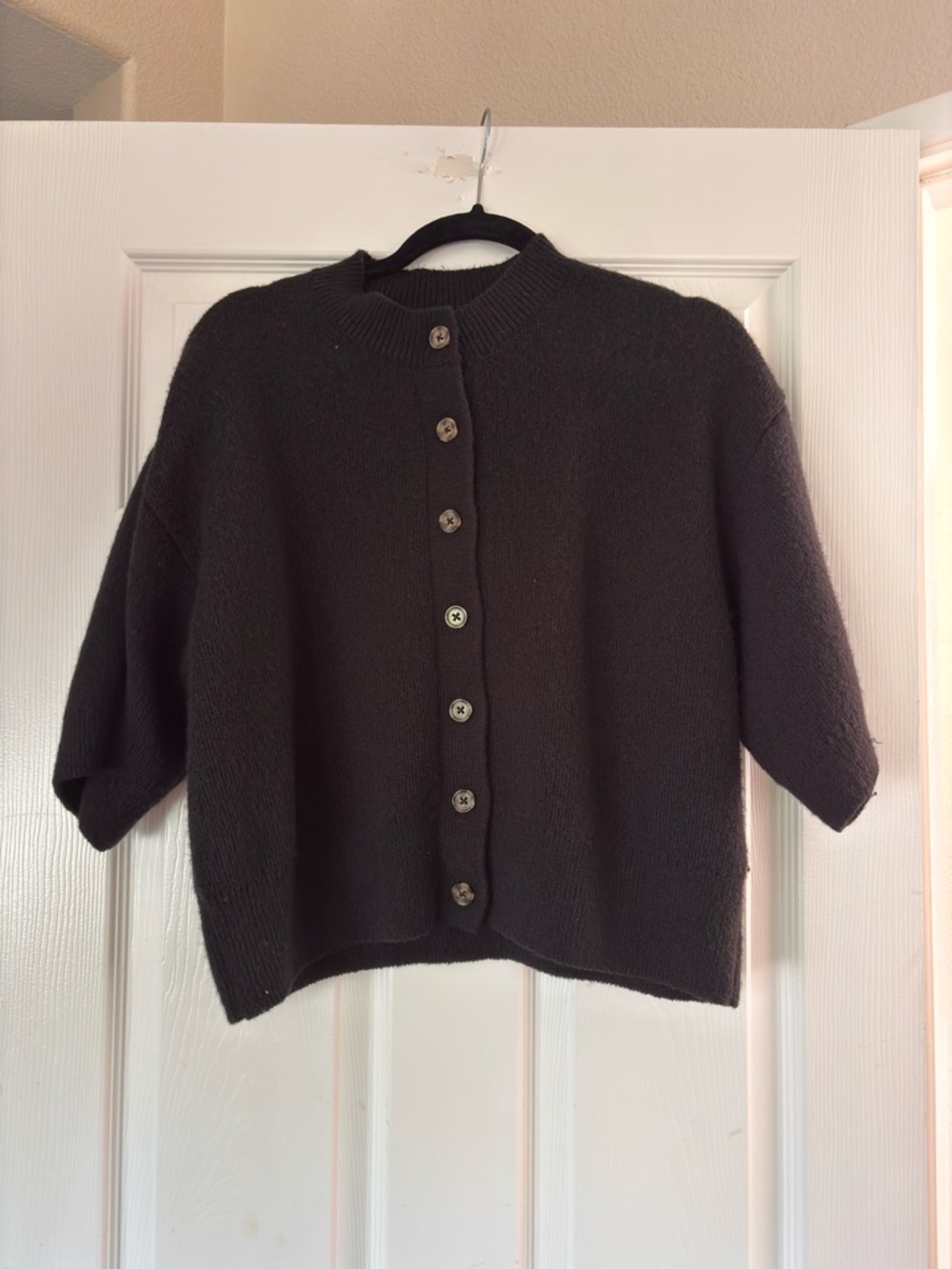 ASOS Black Short-Sleeve Button Cardigan